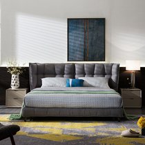 Totoro Xiansen Nordic simple fabric bed Nordic light luxury soft bag double bed ins net celebrity master bedroom wedding bed