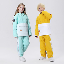 RAWRWAR's new reflective children's ski suit boys girls single double-board waterproof and heating pants thickened