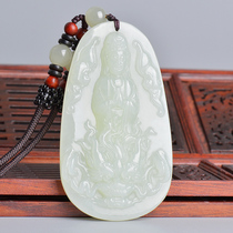 Fengfeihuang and Tian Jade White Jade riding long Guanyin pendant mens jade necklace mens jade pendant Jade brand