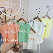 Soft glutinous cotton baby letter vest Korean baby dress 2021 summer new men and women children sleeveless T-shirt