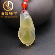 Agate chalcedony single-hearted pendant pendant male and female sweater chain necklace necklace jewelry gift with certificate