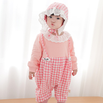 Baby Clothes Spring Autumn Clothing Foreign Pistachio Red Toddler Baby Girl Harater Ultra Cute Newborn Bag Fart Conjoined Clothes Climbing Clothes