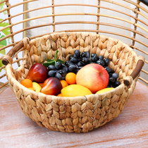 Fruit plate Nordic style living room creative home simple round snack Net red bamboo woven fruit basket rattan White