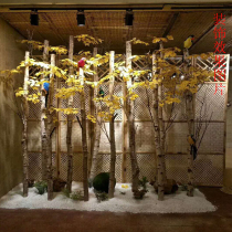 Birch tree trunk stump branches decorative window material Birch pile original ecological natural birch tree