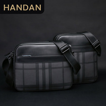 Genuine leather clamshell single shoulder bag mens fashion casual slant satchel bag mens bag Bull Leather Small Backpack Satchel Tide 100 hitch