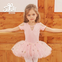  2019 summer new childrens pure cotton dance suit girls short-sleeved practice suit tutu performance suit 1967