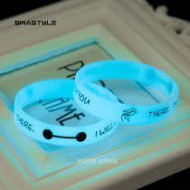 Big white night light silicone bracelet Korean version of men and women students fluorescent animation couple girlfriends trend brand trend pair