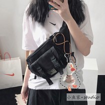  Student tide brand super fire tooling chest bag male large capacity new Oxford cloth cool black messenger bag female wild ins
