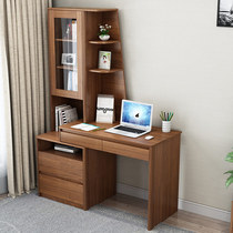 Desk bookshelf integrated combination corner solid wood household small apartment bay window double retractable computer desk Writing desk