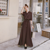 Early autumn shirt skirt 2021 spring and autumn womens new method retro super long tall dress temperament long dress