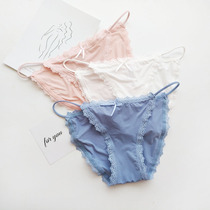 Three dress sexy thin belt Ice Silk no trace false mother underwear lace one belt with medium low waist cd cross dress breifs