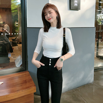 Kaka womens official flagship sleeve T-shirt in early autumn pure color and thin-blown coat