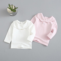 Spring dress baby coat for infants and young children wearing long sleeve cotton T-shirt thin girls foreign base shirt Korean version 1-3 years old