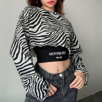 H this years Super fire d zebra pattern loose leisure pullover vests inside the port flavor letter printing sling two-piece set