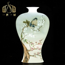 I-I-Uk Jingdezhen Ceramic hand painted vase flower arrangement New Chinese style home Bogu frame decoration handicraft swing piece