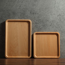 Japanese rectangular Beech tray export creative simple solid wood tea tray breakfast wood plate cake water Cup