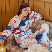 Fenteng FTKK pajamas womens autumn and winter coral velvet thickened warm suit sweet flannel long-sleeved home clothes womens winter