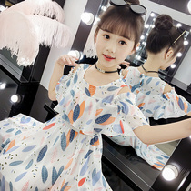 South Korean childrens clothing 2022 summer new internet red fashion broken flowers girl dress dress foreign air snow spinning princess dresses nepotism