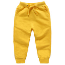 Childrens pure cotton thin casual sweatpants boys and girls spring bright yellow casual single pants kindergarten school pants