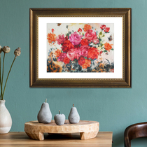 (Artisan Embroidery) pure hand embroidered living room decoration hanging painting < oil painting flower > Su embroidery real silk