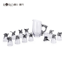 Robbie Rodin Tin twelve zodiac animal head glass white wine cup shake Decanter wine set creative gift