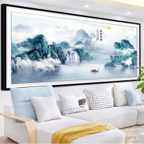 Water raw money diamond embroidery 2021 new large living room self-sticking diamond hand-made atmospheric landscape painting home full Diamond