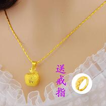 Zhou Dafu Huanmei pure gold 999 never falling out of color 24k gold collarbone apple pendant jewelry necklace to send gifts