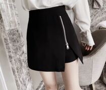 2020 autumn fashion wild high waist side zipper split culottes womens design sense A-word thin temperament short skirt