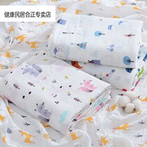 Summer muslin double gauze bamboo fiber baby bath towel soft cartoon printing bamboo cotton swaddling towel