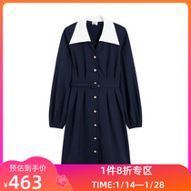 (The same style as the shopping mall) LILY2022 spring new womens clothing retro romantic high-end niche shirt dress