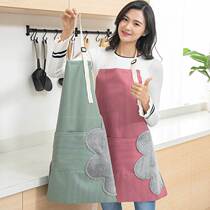 Waterproof apron erasable hand kitchen apron fabric oil-proof short sleeve hanging neck cooking apron mens and womens coat hanging