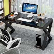 Computer desktop desktop office students write desk modern minimal wind tempered glass esports games single table