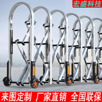 Stainless steel telescopic door Manual sliding door pushing barricade plant doorway factory aluminium alloy gate