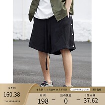 BONELESS 20SS heavy 480g Terry breasted shorts lace-up loose trend hanging gear streamer five-point pants