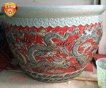 Jingdezhen floor-to-ceiling large 85-150 king size hand-painted carved Jiulong Map Ceramic fish basin Feng Shui cylinder