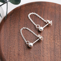 s925 pure silver earbuds female and American minimalist fashion personality design ear chain short ear pendant 100 Lapped Temperament Earrings