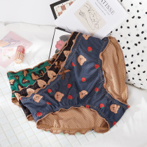 New 2021 Burst Fashion Girls Underwear Ladys Pure Cotton Stall Mid-Waist Maiden Wind Pure Desire Big Code Summer Thin