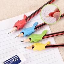 Cute student holding pen posture orthosis primary school students learning writing pen grip children silicone pencil sleeve