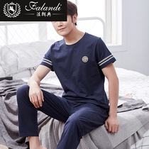 FALANDI pajamas short sleeve printed cotton thin half-sleeve casual youth home Farang high-end brand