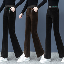 Corduroy wide leg pants women 2021 autumn and winter New High waist loose straight tube thin hanging feeling thick micro horn pants