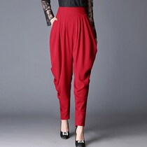  Harem pants womens spring 2019 new elastic waist large size bloomers loose wide leg radish pants mom pants