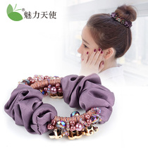  Korean fabric beaded hair rope Hair accessories simple tie hair rubber band head rope Adult ponytail hair ring head flower head jewelry