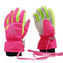 Winter outdoor men and women children ski gloves play snow gloves Waterproof warm 4 8 years old children finger gloves