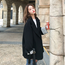 2021 autumn new black suit jacket female oversize Korean version casual loose with long western suit blouses woman