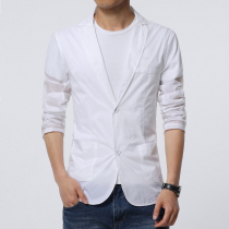 Summer ultra-thin blazer mens white transparent sunscreen suit suit breathable slim youth single West sunscreen