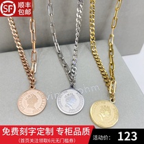 Small ck lovers head necklace titanium steel male and female pendant 2022 new light lavish niche assembly ornament