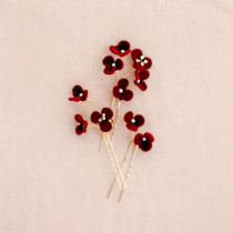 Original fresh embellishment burgundy retro flower hairpin Bridal antique show Kimono headdress hair fork hair comb