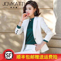 Goddess Fan White Suit Professional Suit Long Sleeve Fashion President Business Dress Work Interview Work Overalls