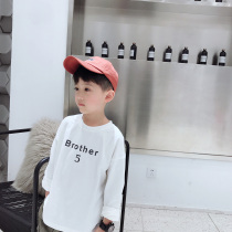 Boys spring T-shirt 2019 childrens letter high quality T-shirt medium and large childrens soft base shirt top tide