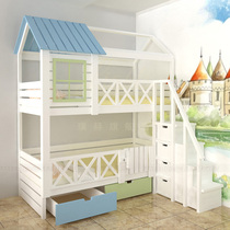 Tree House bed double-layer childrens upper and lower bed bunk bed solid wood upper and lower custom childrens tree house bed multifunctional half-height bed